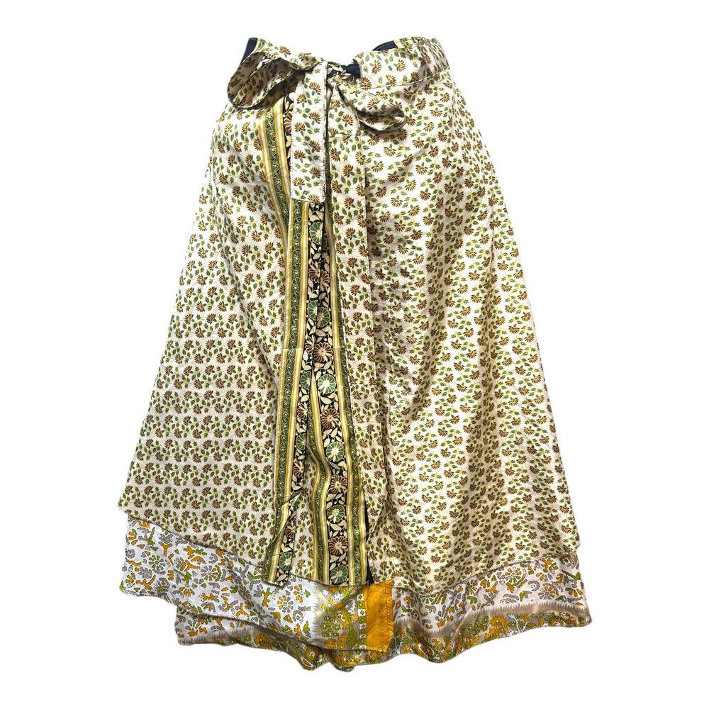 India Boutique Women's adjustable wrap festival skirt Boho flowy reversible